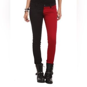 Hot Topic Red Black Split Jeans
